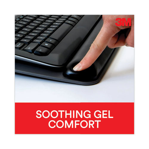 Image of 3M WR422LE Antimicrobial Gel Mouse Pad/Keyboard Wrist Rest Platform, 25.5 x 10.6, Black/Silver