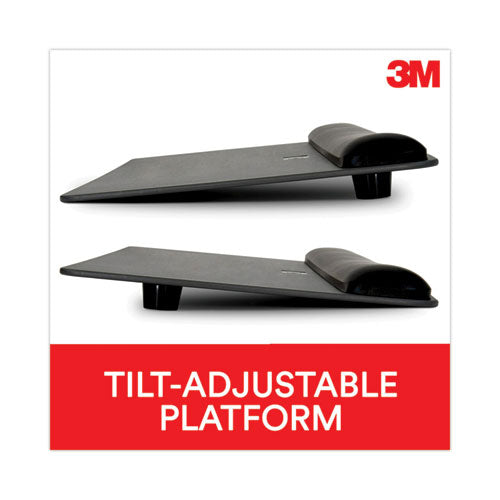 Image of 3M WR422LE Antimicrobial Gel Mouse Pad/Keyboard Wrist Rest Platform, 25.5 x 10.6, Black/Silver