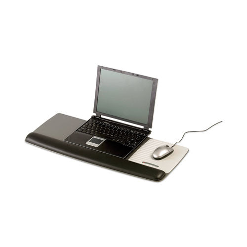 Image of 3M WR422LE Antimicrobial Gel Mouse Pad/Keyboard Wrist Rest Platform, 25.5 x 10.6, Black/Silver