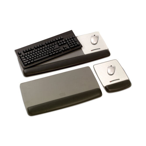 Image of 3M WR422LE Antimicrobial Gel Mouse Pad/Keyboard Wrist Rest Platform, 25.5 x 10.6, Black/Silver
