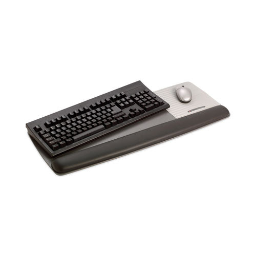 Image of 3M WR422LE Antimicrobial Gel Mouse Pad/Keyboard Wrist Rest Platform, 25.5 x 10.6, Black/Silver