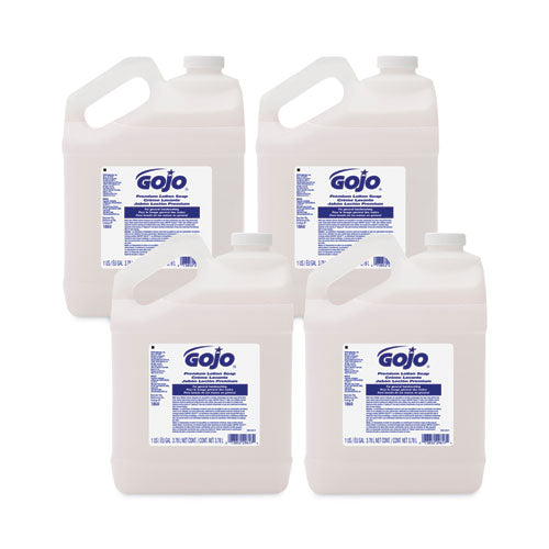 Image of GOJO® 1860-04 White Premium Lotion Soap Refill, Waterfall Scent, 1 gal, 4/Carton