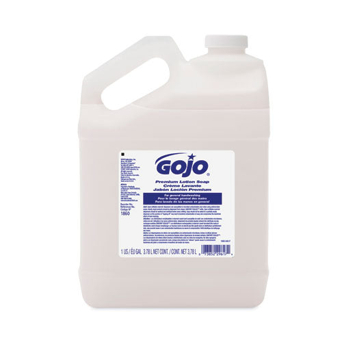 Image of GOJO® 1860-04 White Premium Lotion Soap Refill, Waterfall Scent, 1 gal, 4/Carton