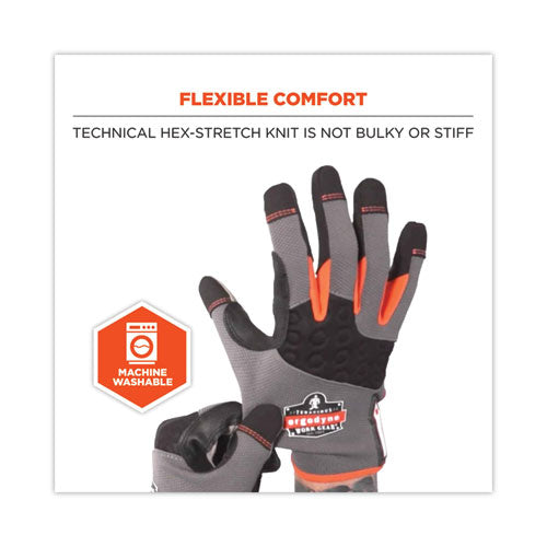 Image of ergodyne® 17042 ProFlex 710 Heavy-Duty Mechanics Gloves, 9" Long, Small, Gray, Pair