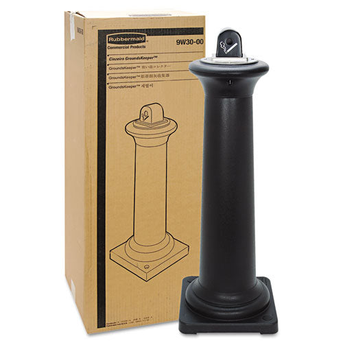 Image of Rubbermaid® Commercial FG9W3000BLA GroundsKeeper Tuscan Receptacle, 22.05 gal, 13 dia x 38.38h, Black