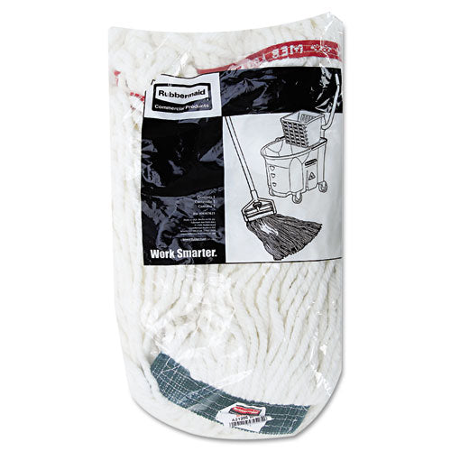 Image of Rubbermaid® Commercial FGA21206WH00 Web Foot Shrinkless Looped-End Wet Mop Head, Cotton/synthetic, Medium, White, 6/carton