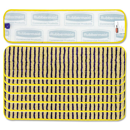 Image of Rubbermaid® Commercial FGQ81000YL00 Microfiber Scrubber Pad, Vertical Polyprolene Stripes, 18", Yellow, 6/carton