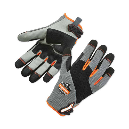 Image of ergodyne® 17042 ProFlex 710 Heavy-Duty Mechanics Gloves, 9" Long, Small, Gray, Pair