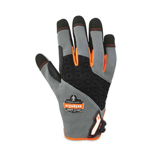 Image of ergodyne® 17042 ProFlex 710 Heavy-Duty Mechanics Gloves, 9" Long, Small, Gray, Pair