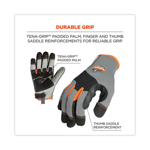 Image of ergodyne® 17042 ProFlex 710 Heavy-Duty Mechanics Gloves, 9" Long, Small, Gray, Pair