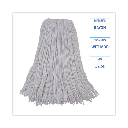 Image of Boardwalk® BWK232R Mop Head, Premium Standard Head, Rayon Fiber, 32 oz, White, 12/Carton