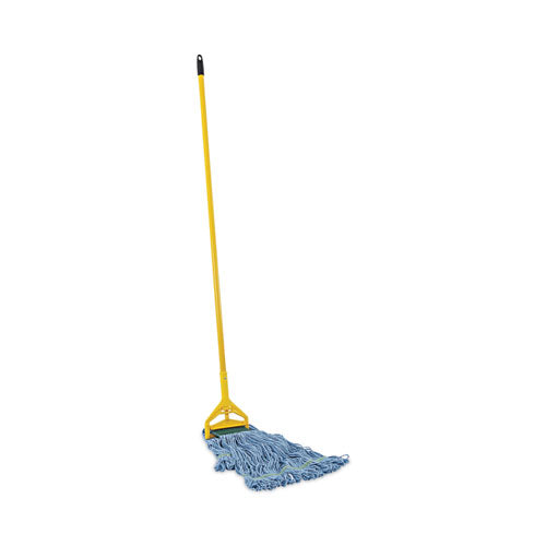 Image of Boardwalk® BWK400MBC Looped End Mop Kit, Medium Blue Cotton/rayon/synthetic Head, 60" Yellow Metal/polypropylene Handle