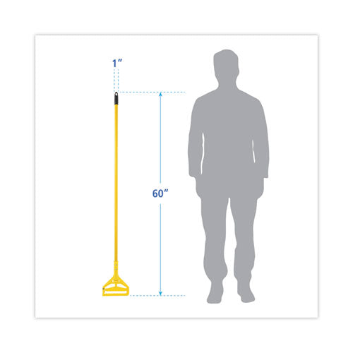 Image of Boardwalk® BWK400MBC Looped End Mop Kit, Medium Blue Cotton/rayon/synthetic Head, 60" Yellow Metal/polypropylene Handle