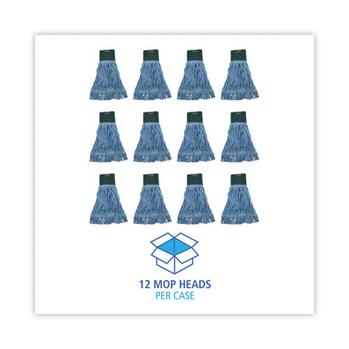 Image of Boardwalk® BWK402BL Mop Head, Premium Standard Head, Cotton/Synthetic Fiber, Medium, Blue, 12/Carton