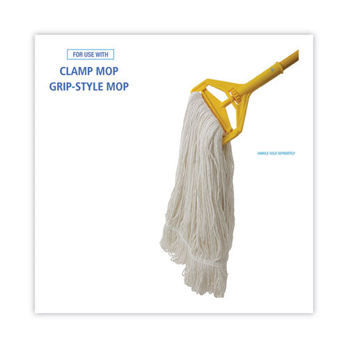 Image of Boardwalk® BWK424RCT Pro Loop Web/Tailband Wet Mop Head, Rayon, 24 oz, White, 12/Carton