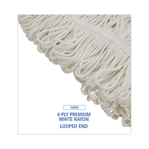 Image of Boardwalk® BWK424RCT Pro Loop Web/Tailband Wet Mop Head, Rayon, 24 oz, White, 12/Carton