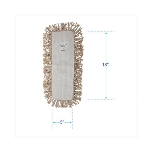 Image of Boardwalk® BWK1318 Industrial Dust Mop Head, Hygrade Cotton, 18 x 5, White