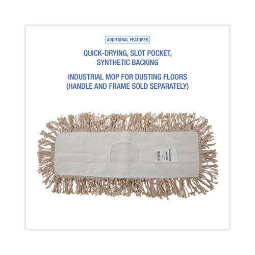 Image of Boardwalk® BWK1318 Industrial Dust Mop Head, Hygrade Cotton, 18 x 5, White
