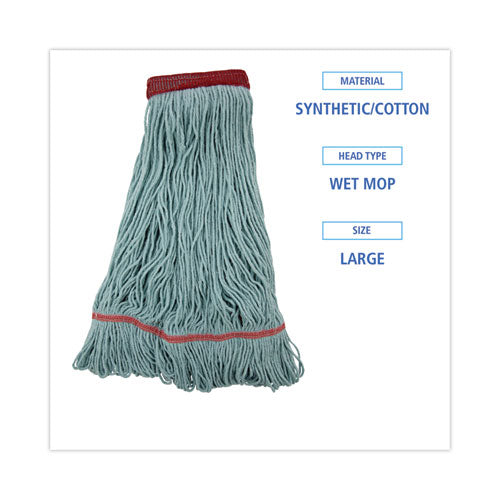 Image of Boardwalk® BWK1400LCT EchoMop with Looped-End Wet Head, Cotton/Rayon/Synthetic, Large, Blue, 12/Carton