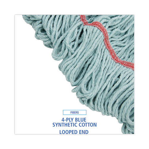 Image of Boardwalk® BWK1400LCT EchoMop with Looped-End Wet Head, Cotton/Rayon/Synthetic, Large, Blue, 12/Carton
