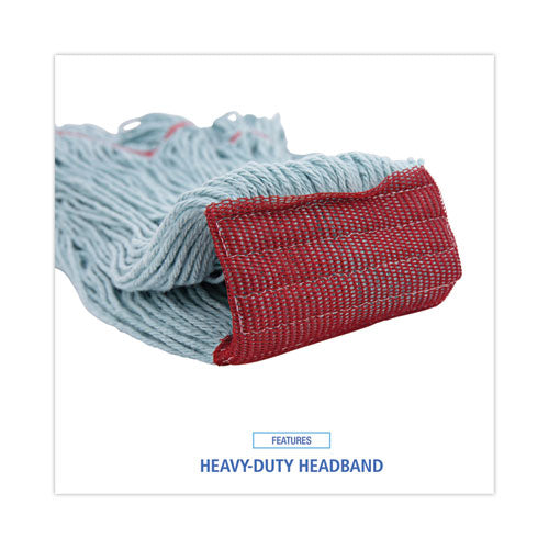 Image of Boardwalk® BWK1400LCT EchoMop with Looped-End Wet Head, Cotton/Rayon/Synthetic, Large, Blue, 12/Carton