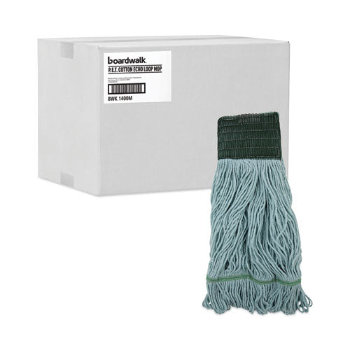 Image of Boardwalk® BWK1400MCT EchoMop with Looped-End Wet Head, Cotton/Rayon/Synthetic, Medium, Blue, 12/Carton