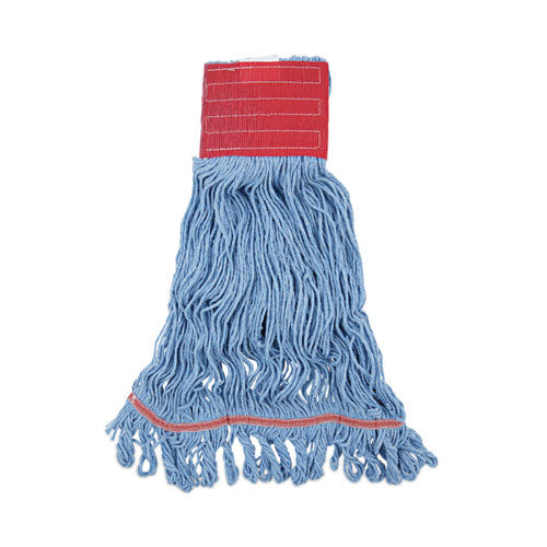 Image of Boardwalk® BWK1800LBDZ Pro Loop Web/Tailband Mop Head, Cotton/Polyester/Rayon, Large, Blue, 12/Carton