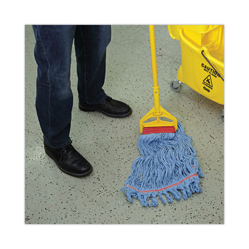 Image of Boardwalk® BWK1800LBDZ Pro Loop Web/Tailband Mop Head, Cotton/Polyester/Rayon, Large, Blue, 12/Carton