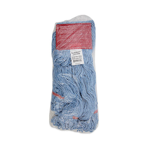 Image of Boardwalk® BWK1800LBDZ Pro Loop Web/Tailband Mop Head, Cotton/Polyester/Rayon, Large, Blue, 12/Carton