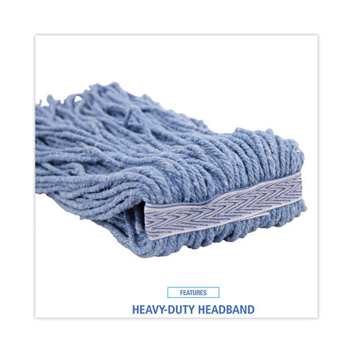 Image of Boardwalk® BWK2016B Mop Head, Standard Head, Cotton/synthetic Fiber, Cut-End, #16., Blue