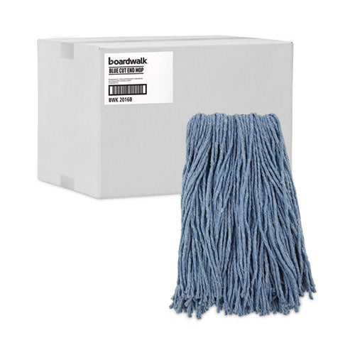 Image of Boardwalk® BWK2016B Mop Head, Standard Head, Cotton/synthetic Fiber, Cut-End, #16., Blue