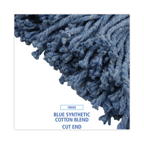 Image of Boardwalk® BWK2020B Mop Head, Standard Head, Cotton/synthetic Fiber, Cut-End, #20, Blue, 12/carton