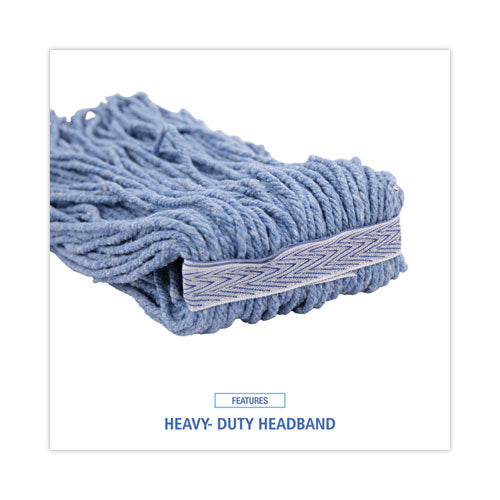 Image of Boardwalk® BWK2020B Mop Head, Standard Head, Cotton/synthetic Fiber, Cut-End, #20, Blue, 12/carton