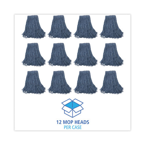 Image of Boardwalk® BWK2020B Mop Head, Standard Head, Cotton/synthetic Fiber, Cut-End, #20, Blue, 12/carton