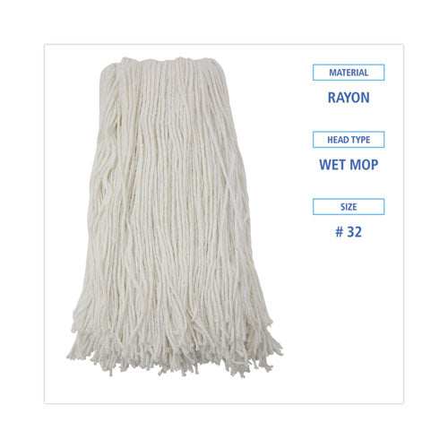 Image of Boardwalk® BWK2032R Cut-End Wet Mop Head, Rayon, #32, White