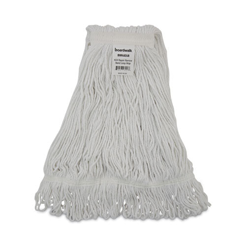 Image of Boardwalk® BWK4024RCT Pro Loop Web/tailband Wet Mop Head, Rayon, #24 Size, White, 12/carton