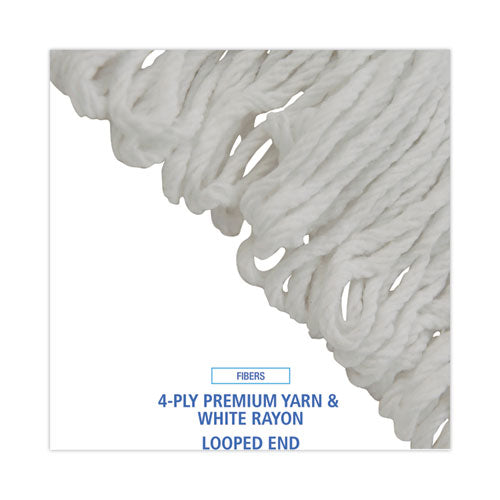 Image of Boardwalk® BWK4024RCT Pro Loop Web/tailband Wet Mop Head, Rayon, #24 Size, White, 12/carton