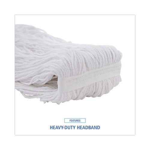 Image of Boardwalk® BWK4024RCT Pro Loop Web/tailband Wet Mop Head, Rayon, #24 Size, White, 12/carton