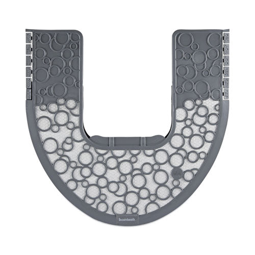 Image of Boardwalk® FCMP000I006M0021430GRY Commode Mat 2.0 Disposable Toilet Floor Mat, U-Shaped, Gray/White Non-Slip Surface, 22" x 22", 6/Carton