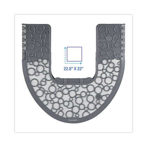 Image of Boardwalk® FCMP000I006M0021430GRY Commode Mat 2.0 Disposable Toilet Floor Mat, U-Shaped, Gray/White Non-Slip Surface, 22" x 22", 6/Carton