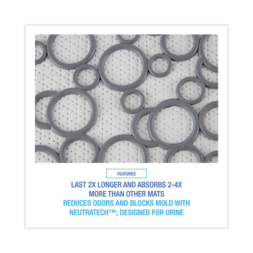 Image of Boardwalk® FCMP000I006M0021430GRY Commode Mat 2.0 Disposable Toilet Floor Mat, U-Shaped, Gray/White Non-Slip Surface, 22" x 22", 6/Carton