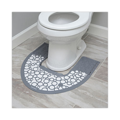 Image of Boardwalk® FCMP000I006M0021430GRY Commode Mat 2.0 Disposable Toilet Floor Mat, U-Shaped, Gray/White Non-Slip Surface, 22" x 22", 6/Carton