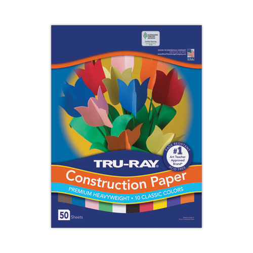Image of Pacon® P103031 Tru-Ray Construction Paper, 76 lb Text Weight, 9 x 12, Assorted Standard Colors, 50/Pack