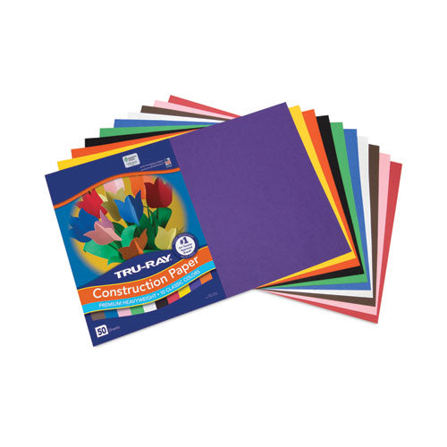 Image of Pacon® P103063 Tru-Ray Construction Paper, 76 lb Text Weight, 12 x 18, Assorted Standard Colors, 50/Pack