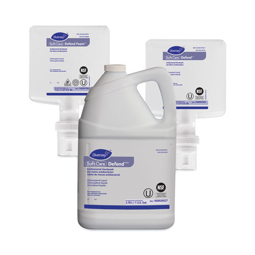 Image of Diversey 100907901 Soft Care Defend Handwash Refill for IntelliCare Dispensers, Fragrance-Free, 1.2 L, 6/Carton