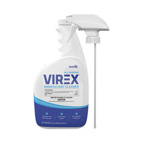 Image of Diversey CBD540540 Virex All-Purpose Disinfectant Cleaner, Lemon Scent, 32 Oz Spray Bottle, 4/carton