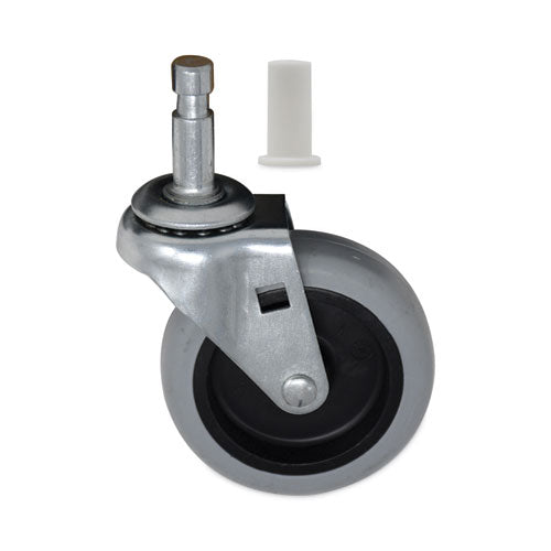 Image of RubbermaidÂ® Commercial Mop Bucket/Wringer Replacement Caster, Grip Ring Type C Stem, 3" Wheel, Black/Gray/Silver