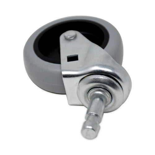 Image of RubbermaidÂ® Commercial Mop Bucket/Wringer Replacement Caster, Grip Ring Type C Stem, 3" Wheel, Black/Gray/Silver