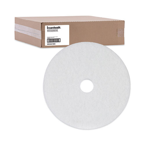 Image of BoardwalkÂ® Polishing Floor Pads, 21" Diameter, White, 5/carton