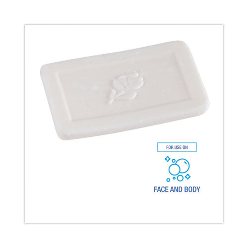 Image of Boardwalk® BWKNO34SOAP Face and Body Amenity Soap, Flow Wrapped, Floral Scent, # 3/4 Bar, 1,000/Carton